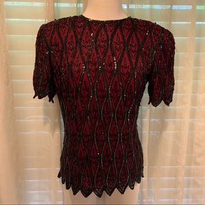 Vintage Stenay silk beaded top